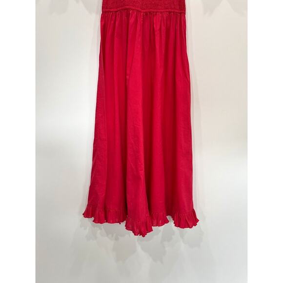 NWT Rhode Resort Eva Smocked Off-The-Shoulder Cotton Maxi Dress Red - Picture 7 of 15